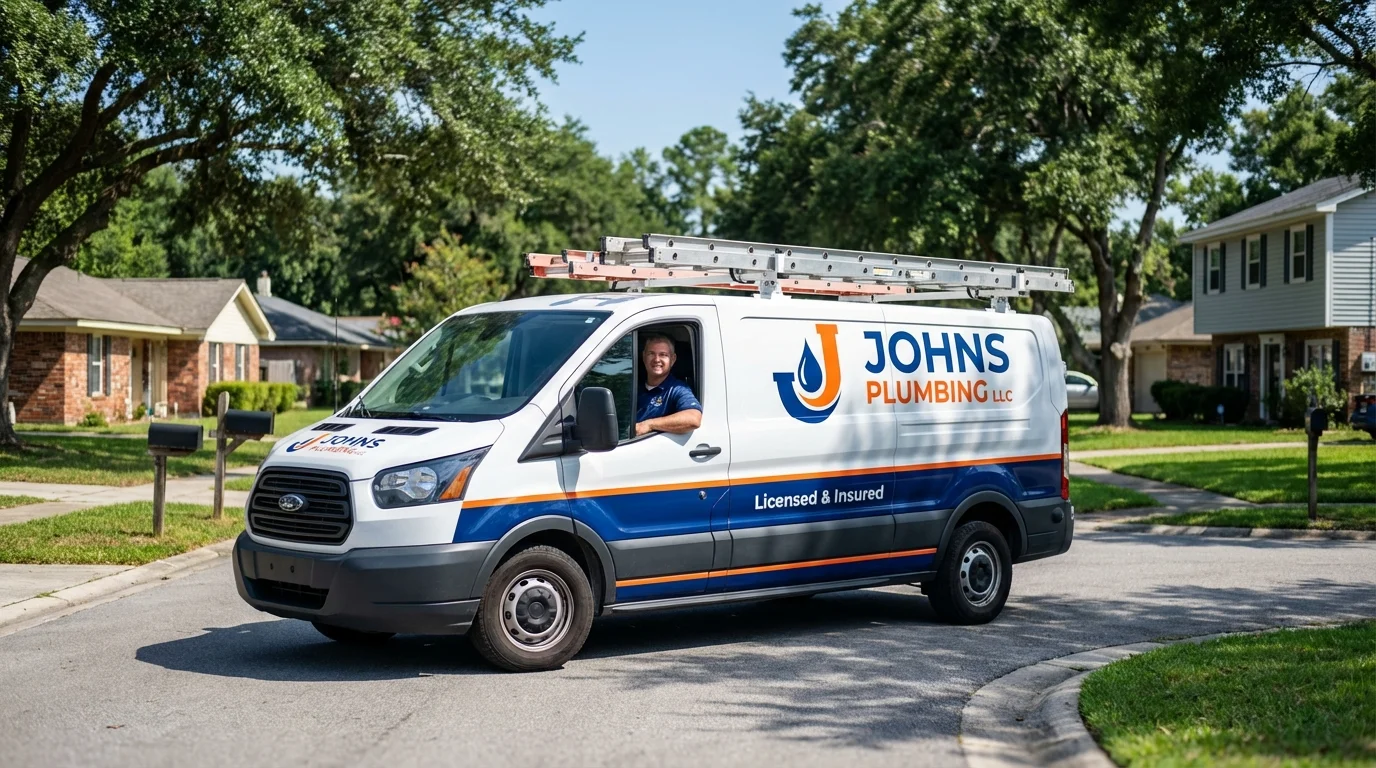 Johns Plumbing LLC service van in Gilbertsville, PA