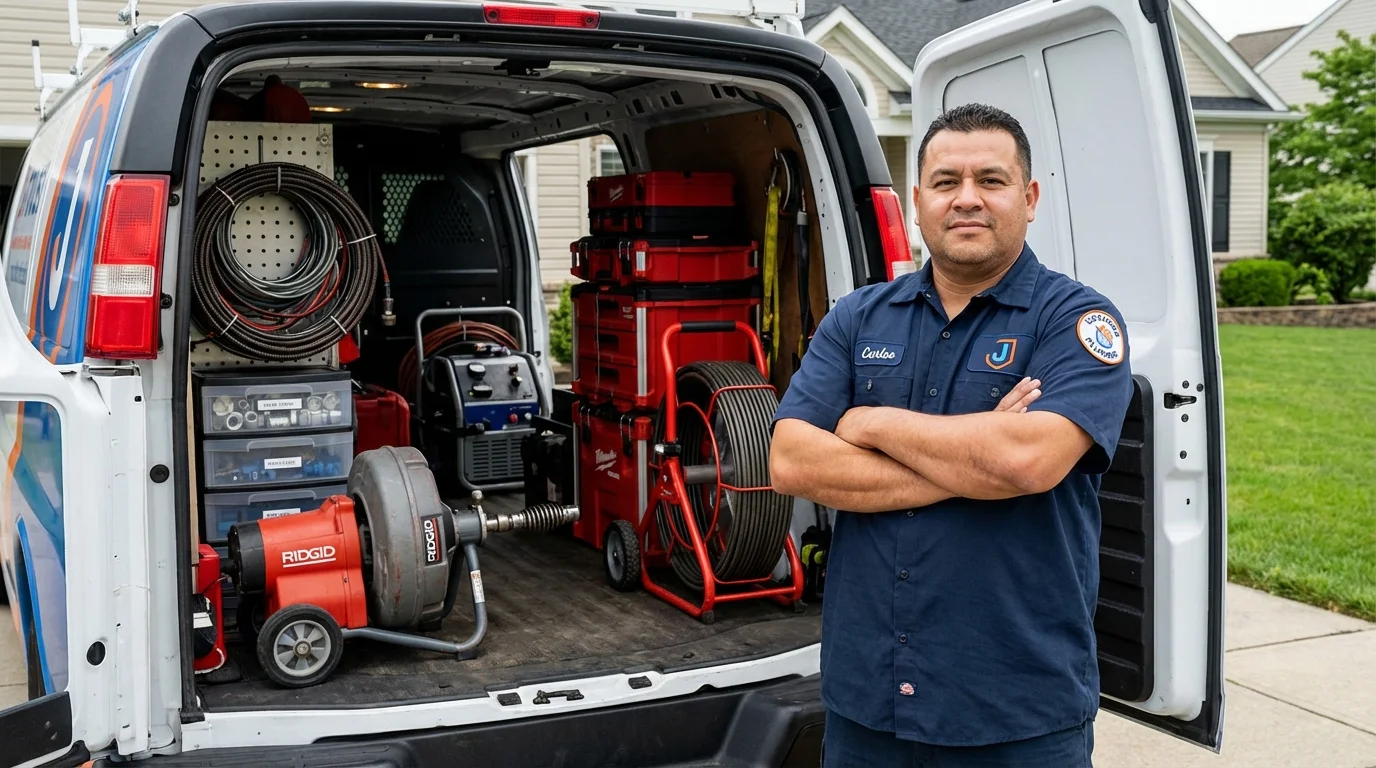 Professional drain cleaning equipment and Johns Plumbing LLC plumber in Gilbertsville